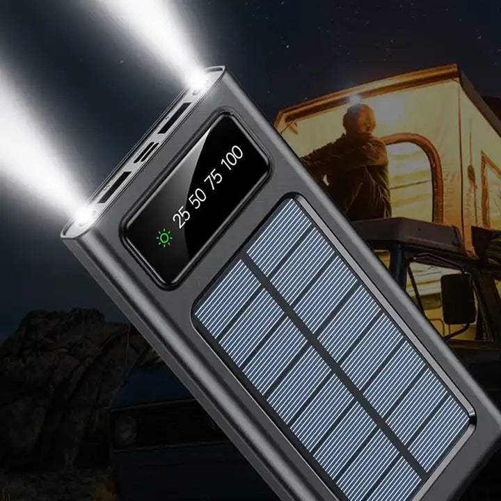 Solar Power Bank 20000CmAh, Fast Charging Built in Cable - TheFindsByAzlan