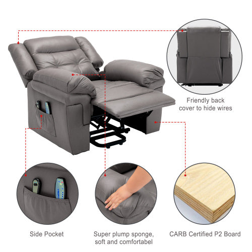 Power Lift Recliner,Lift Chairs Recliners For Elderly, Electric Massage Heating Chair For Seniors Living Room Armchair-Tech Cloth - TheFindsByAzlan