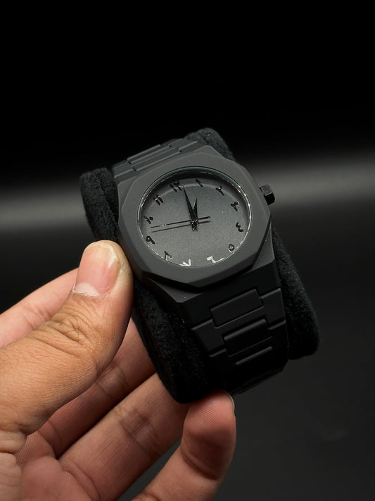 Black Arabic Aura Watch Flat 40% OFF - TheFindsByAzlan
