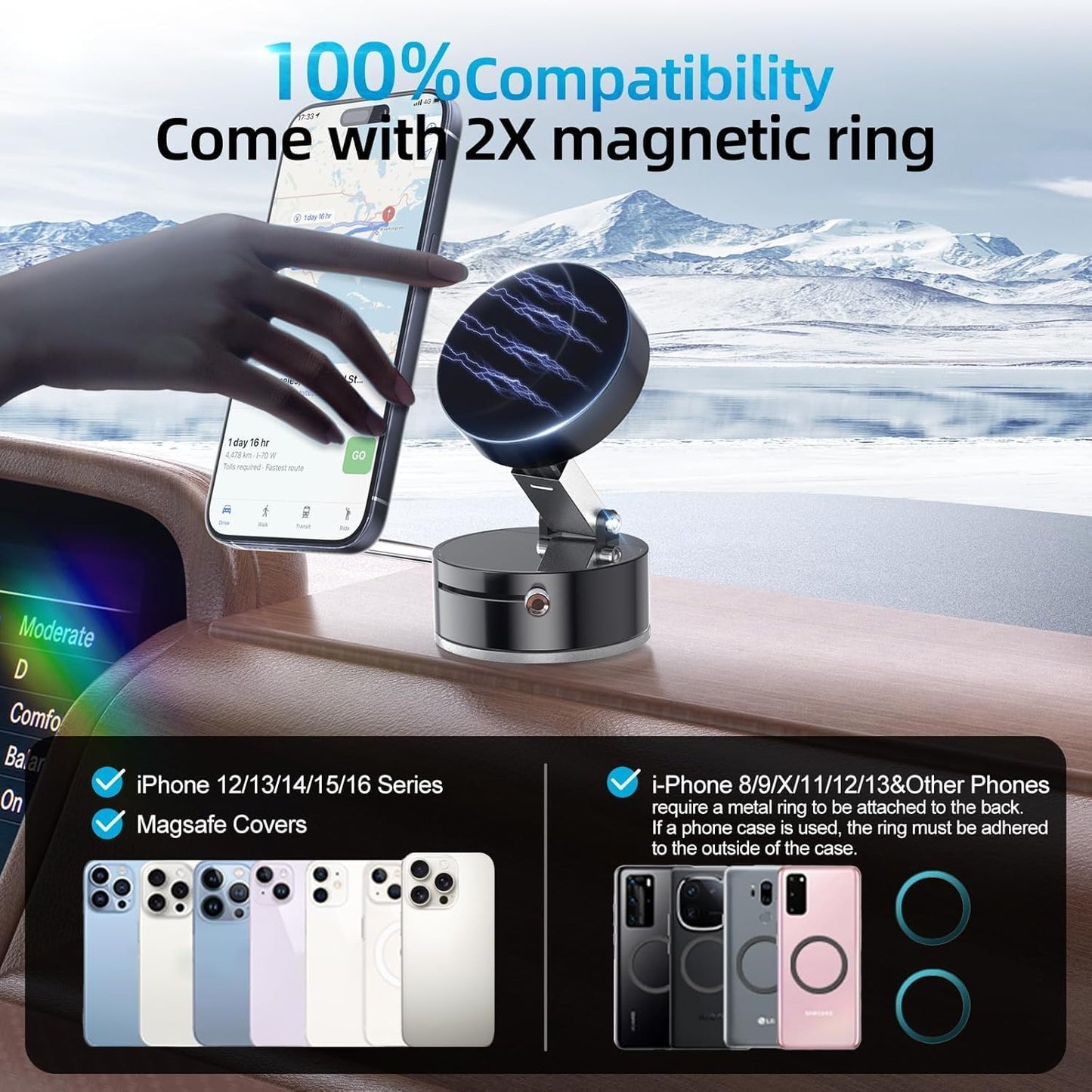 ™Strong Magnetic Rotation Height Adjustable Car Phone Holder - TheFindsByAzlan