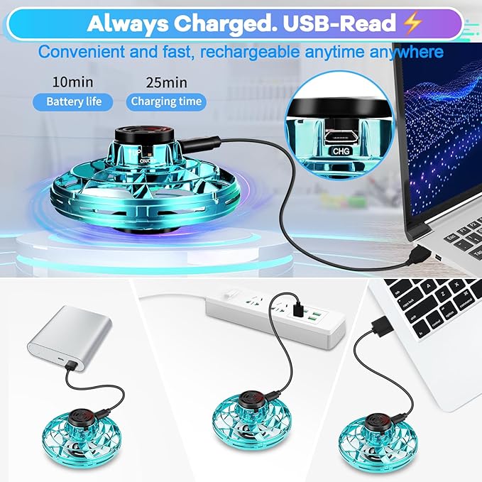 ™Compact Hand Controlled Drone & Flying Spinner - TheFindsByAzlan